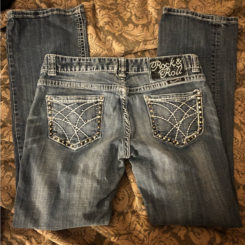 women’s vintage style hand beaded Rock & Roll jeans